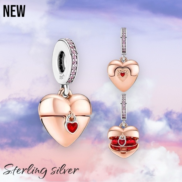 Reveal Your Love Heart Locket Pendant .925 Sterling Silver Gold Pendant Charm - Picture 1 of 7